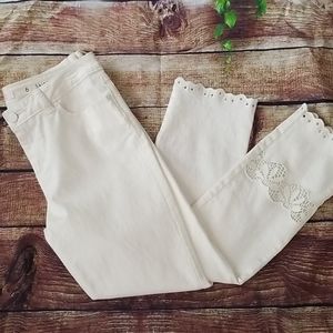 Off White Lauren Conrad Sz 6 Skinny Crop Pants